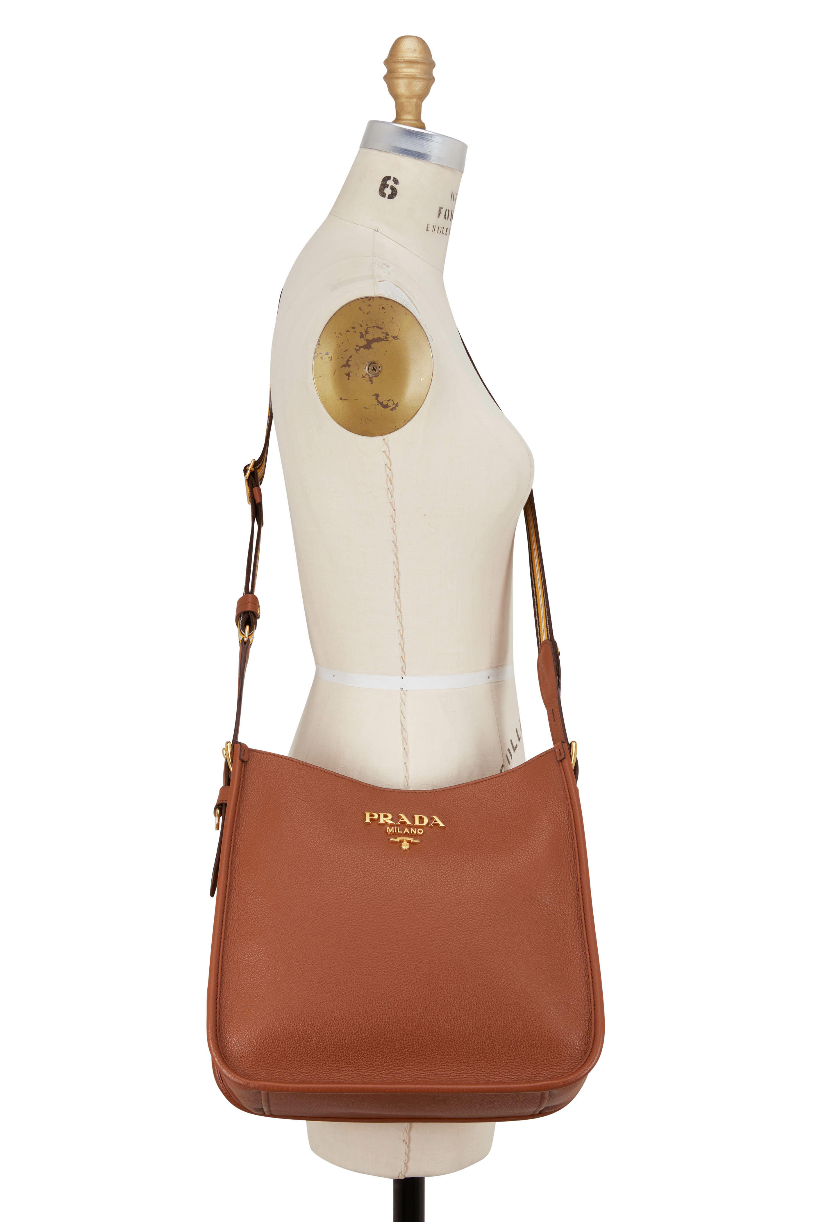 Prada Daino Leather Top Handle Hobo Bag