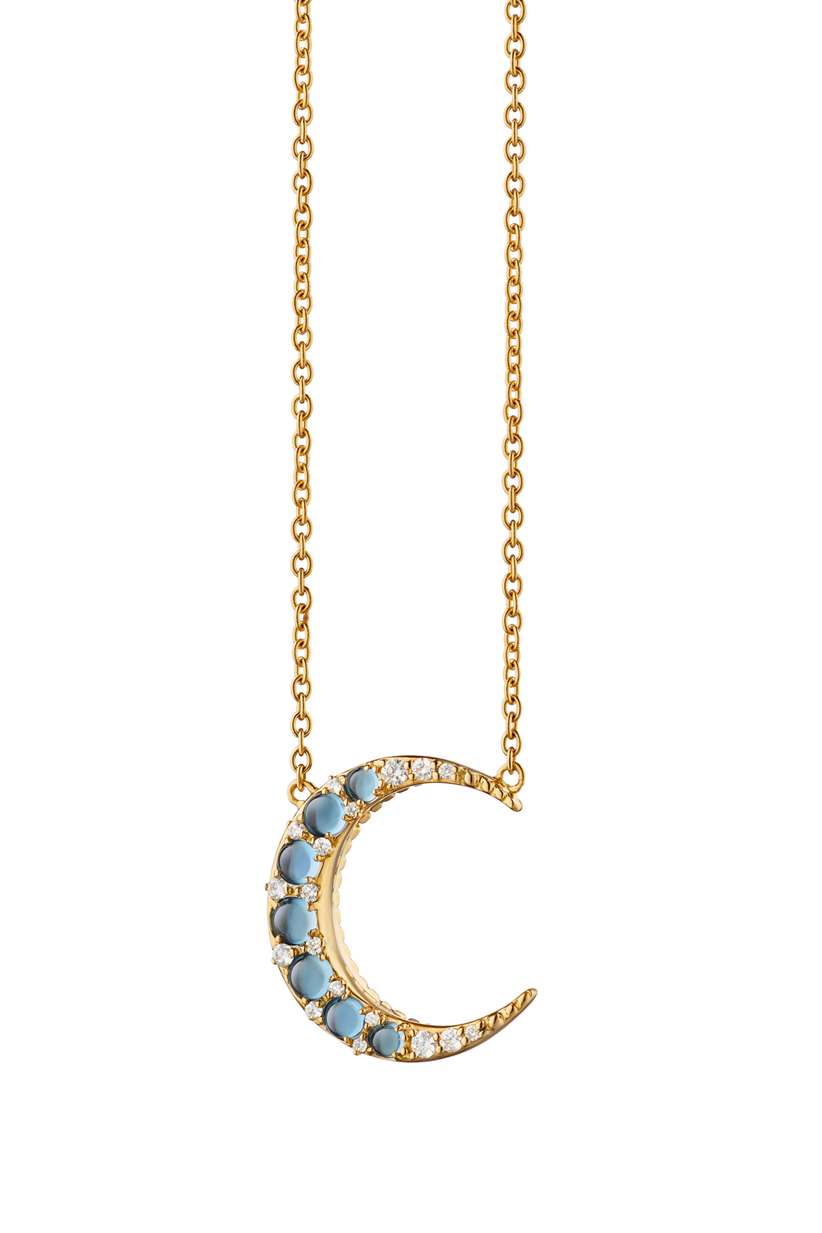 Monica Rich Kosann - 18K Yellow Gold Aquamarine Crescent Moon Necklace