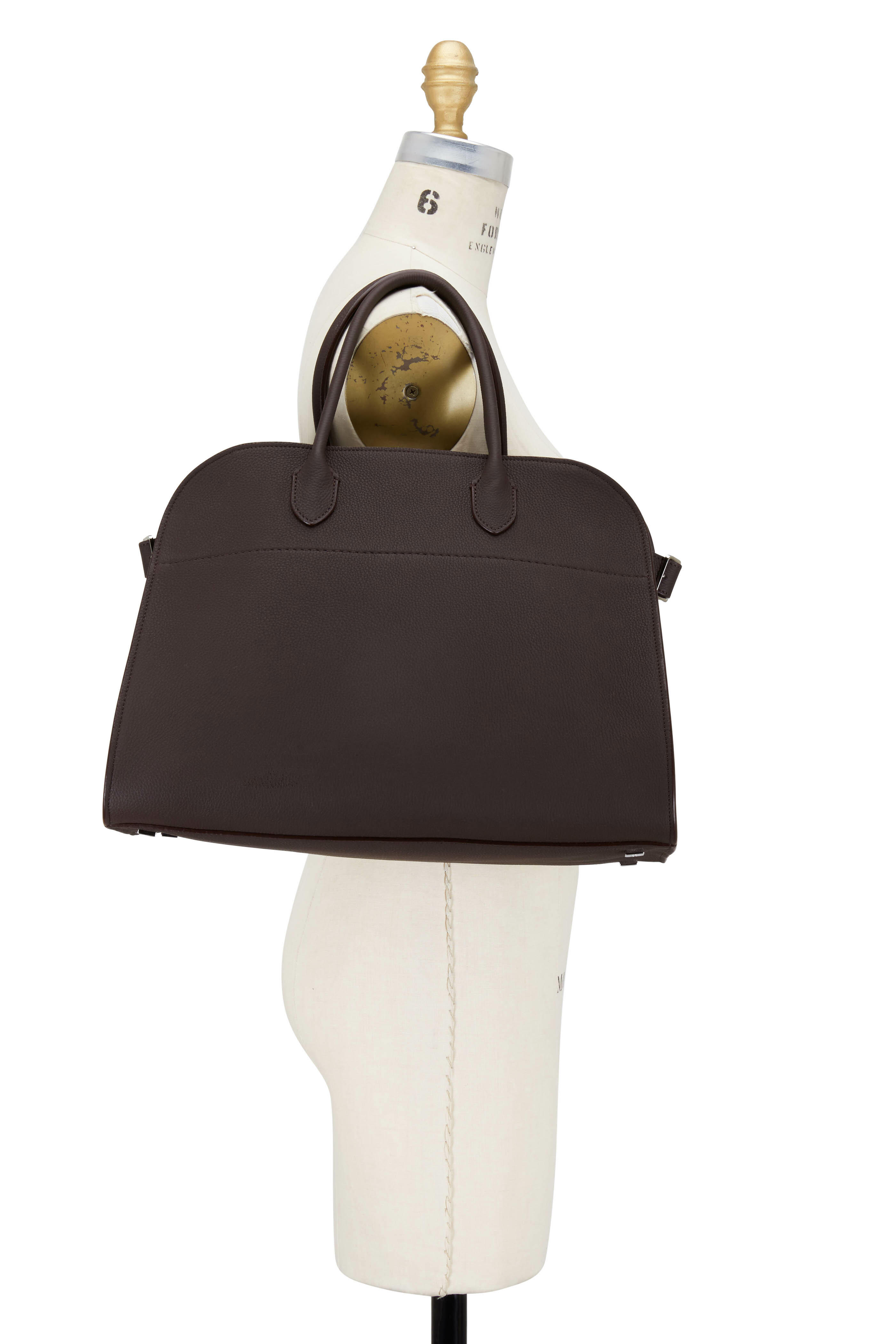 The Row - Margaux 15 Raisin Grained Leather Large Tote