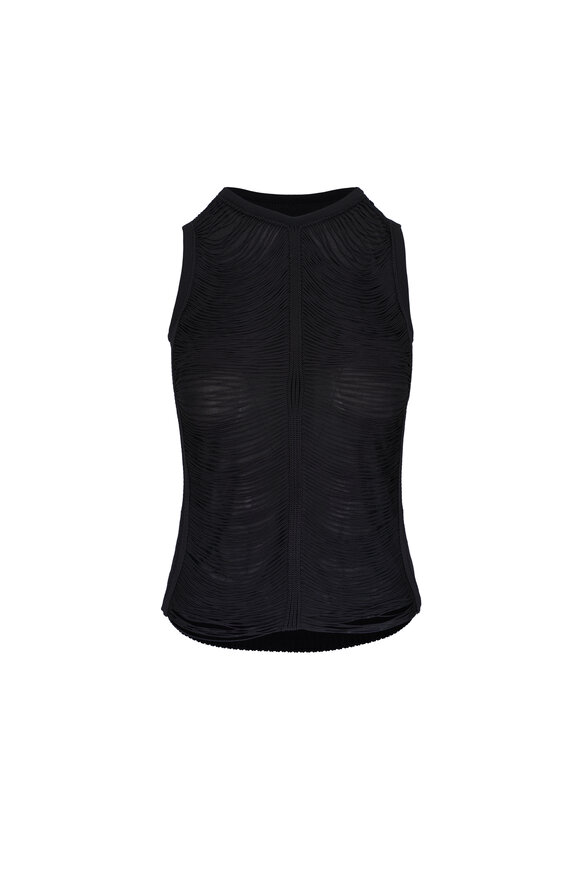 Akris Black Silk Draped Fringe Top