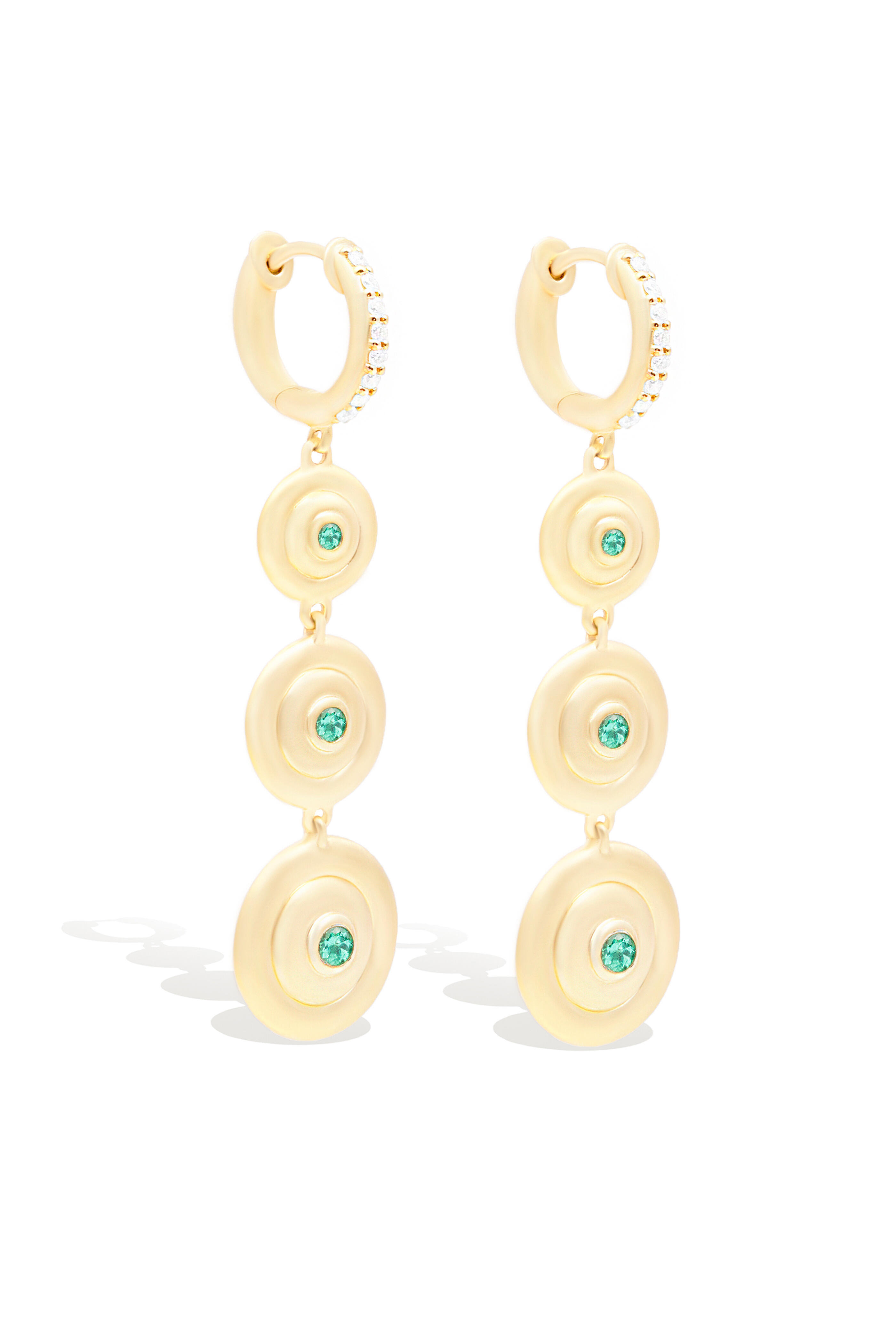 Campbell + Charlotte 18K Evolve Emerald Triple Dangle Earrings