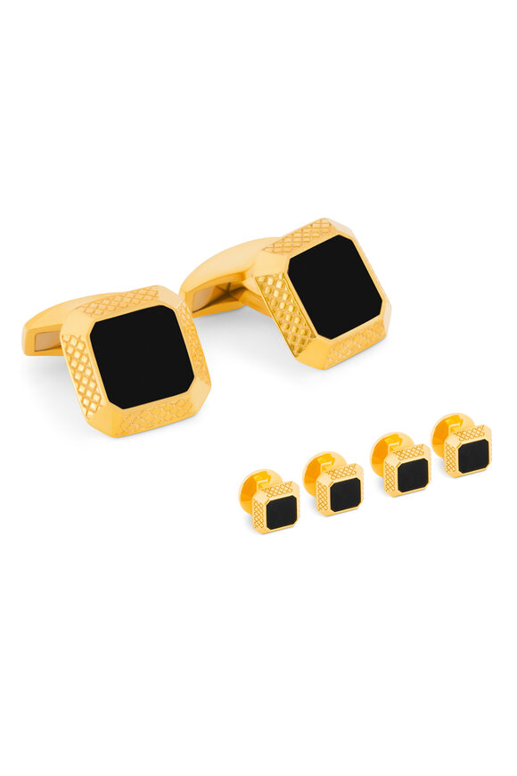 Tateossian - Signature Octo Gold Overlay Cufflinks & Studs Set