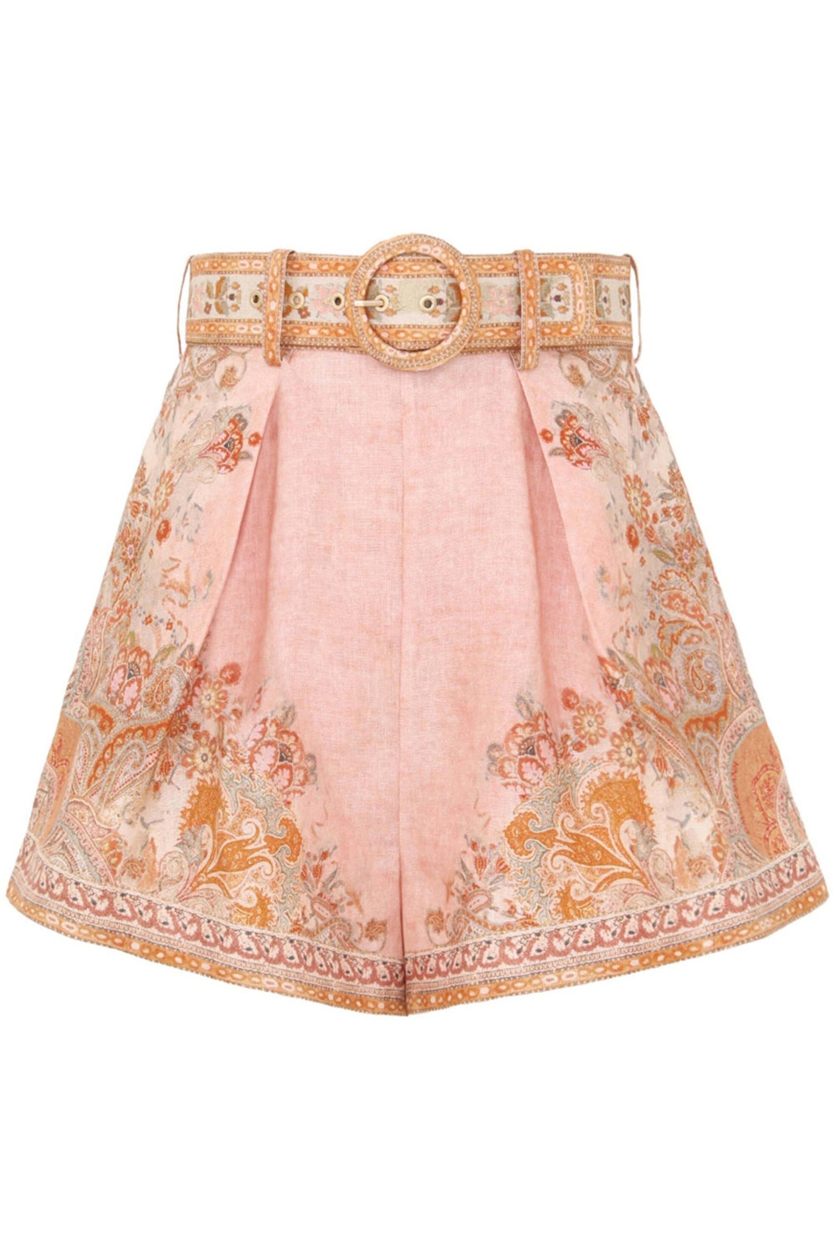ショートパンツ Zimmermann SS25 ACACIA TUCK SHORT Zimmermann - Cream and Pink Paisley Acacia Tuck Short