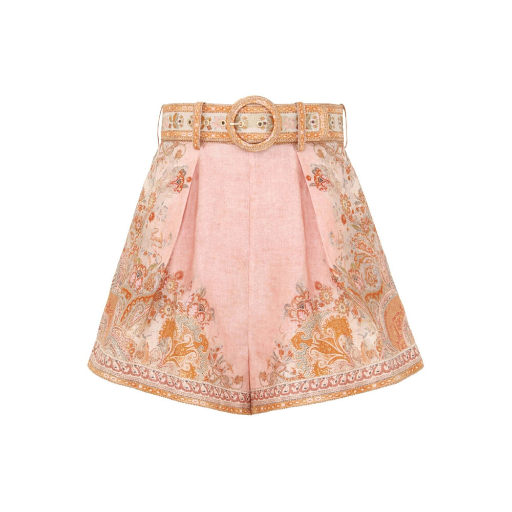 Zimmermann - Cream and Pink Paisley Acacia Tuck Short