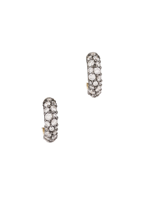 Lucy Delius 14k Yellow Gold Antique Diamond Chubby Huggie