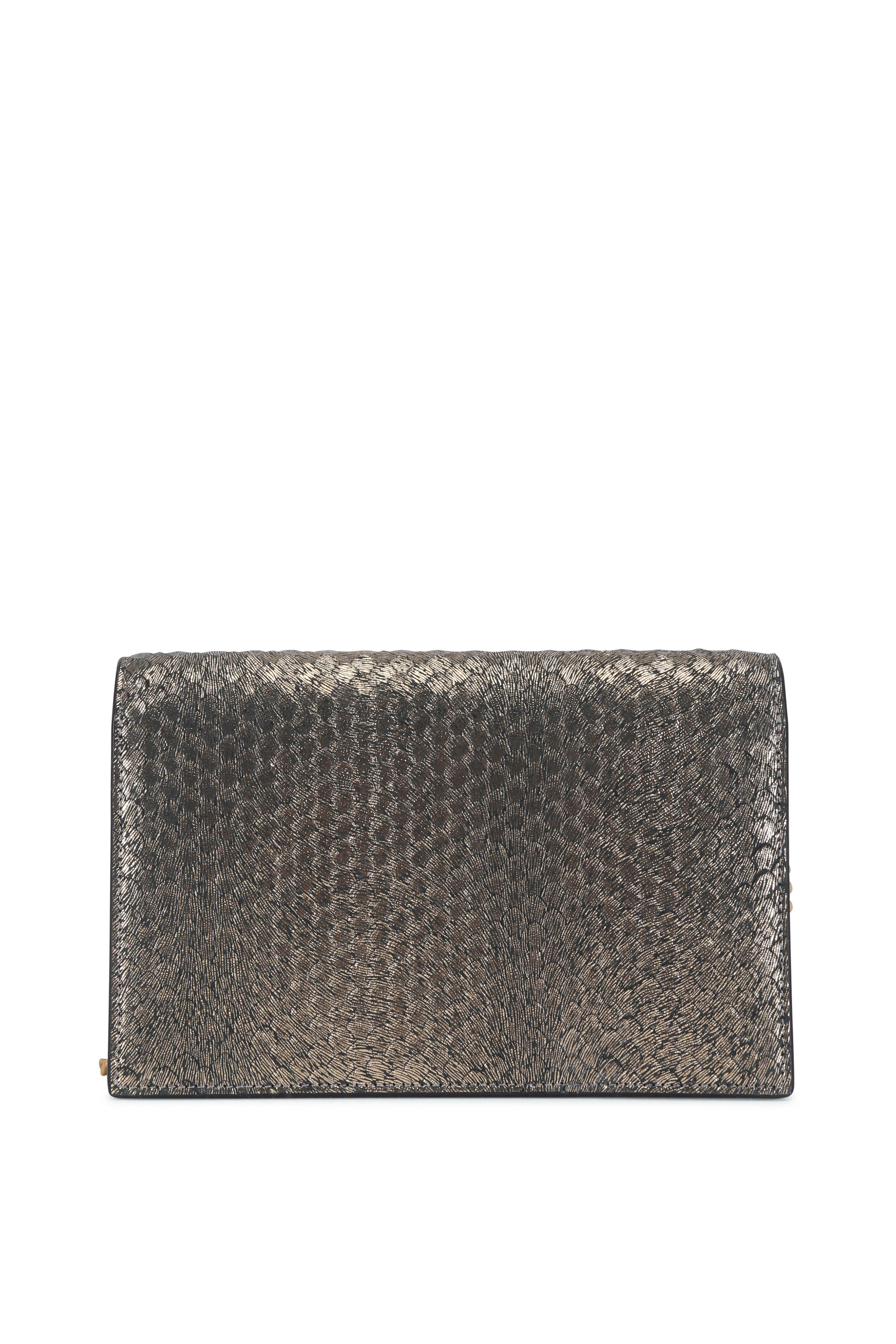 Saint Laurent - Kate Gold Metallic Textured Suede Chain
