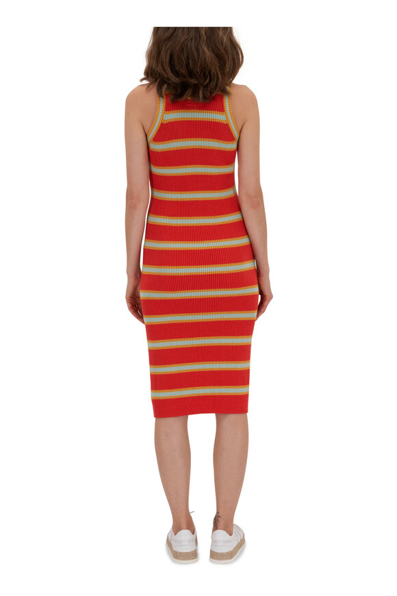 Mother - The Chin Ups Red & Mint Striped Midi Dress
