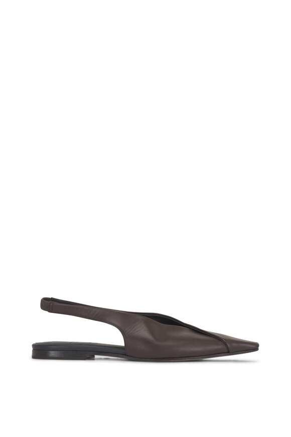 Brunello Cucinelli Dark Brown Leather Flat Slingback - view 6