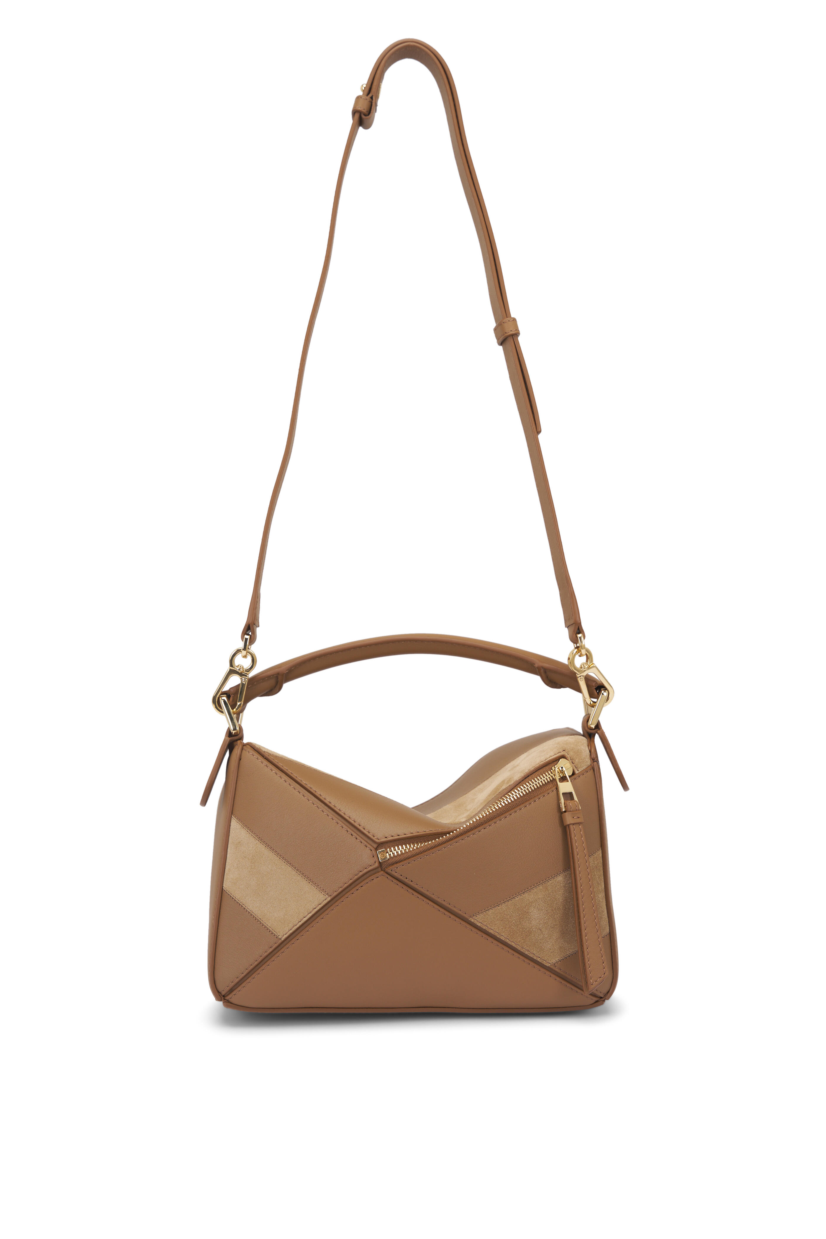 Loewe - Small Puzzle Oak Stripe Leather & Suede Bag