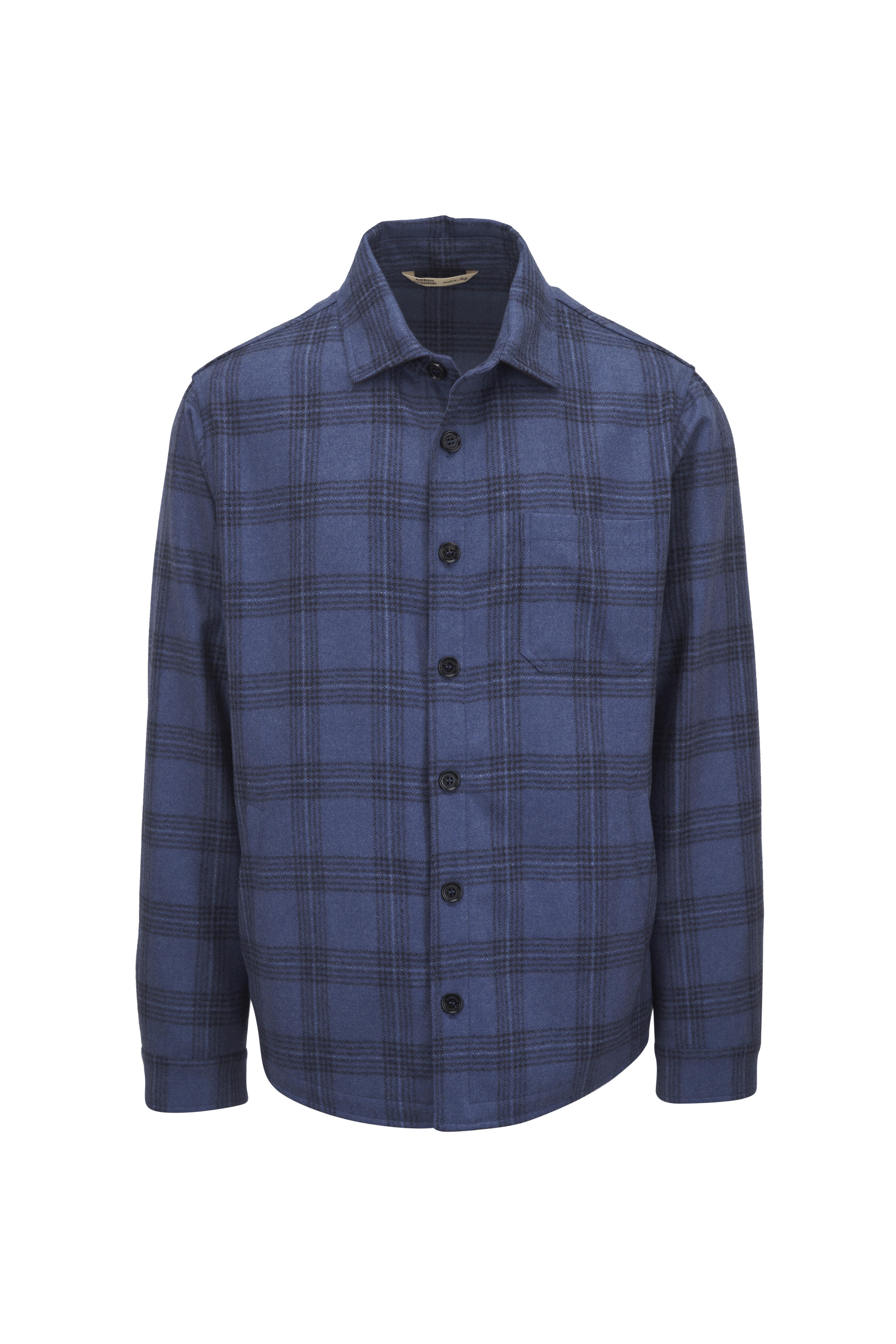Maurizio Baldassari - Blue & Navy Plaid Wool Overshirt