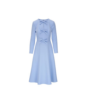 Carolina Herrera - Sky Blue Triple Bow Long Sleeve Midi Dress