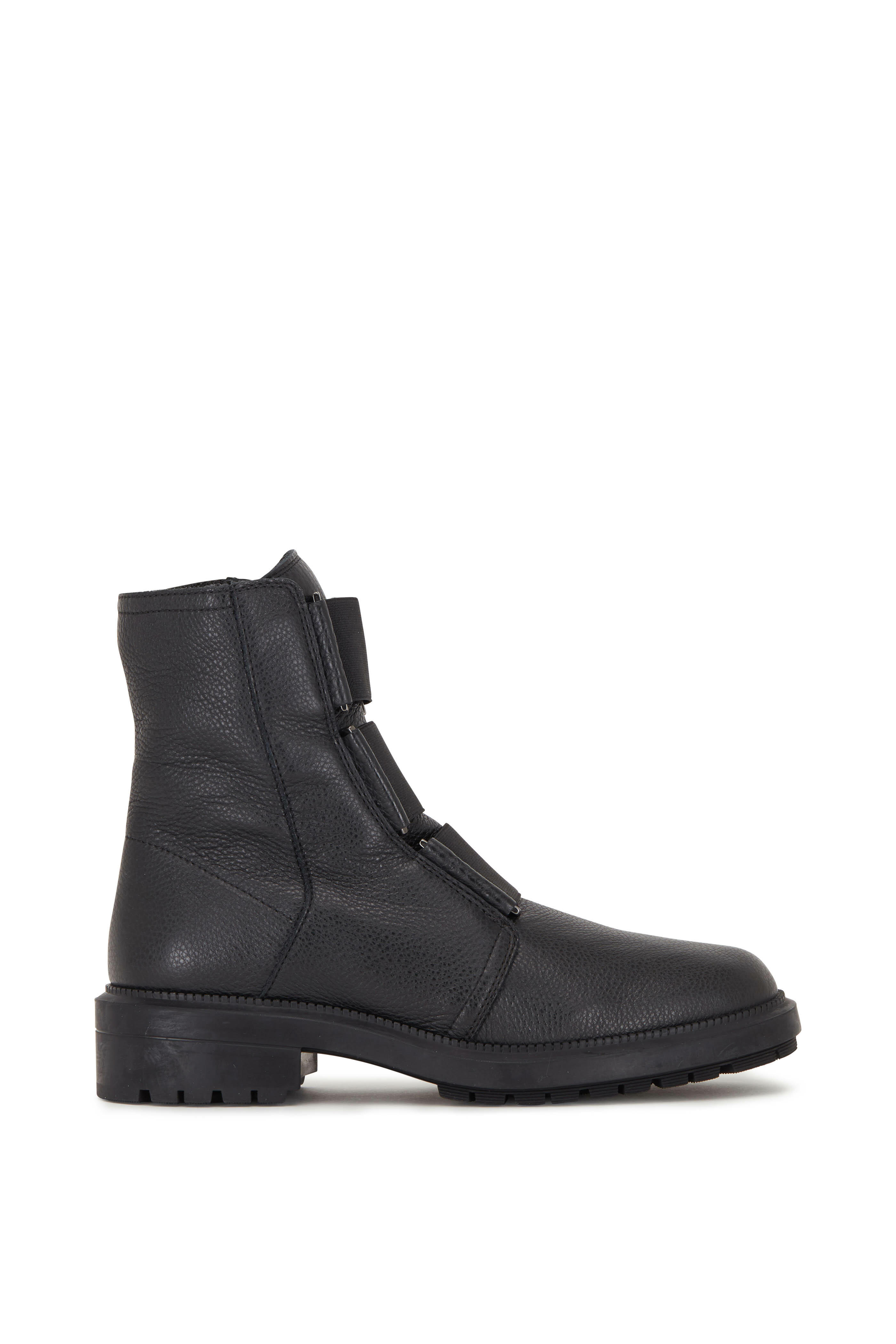 Aquatalia - Liv Black Tumbled Leather Elasticized Ankle Boot