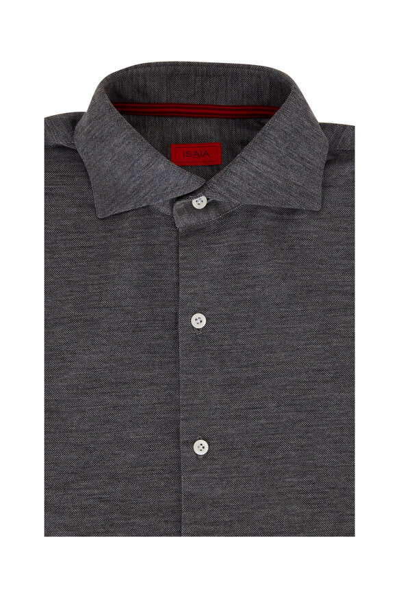 Isaia - Gray Merino Wool Piqué Sport Shirt