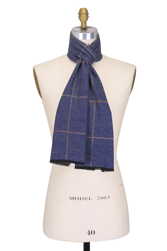 Chelsey Imports Taupe & Blue Geometric Silk Scarf - view 2