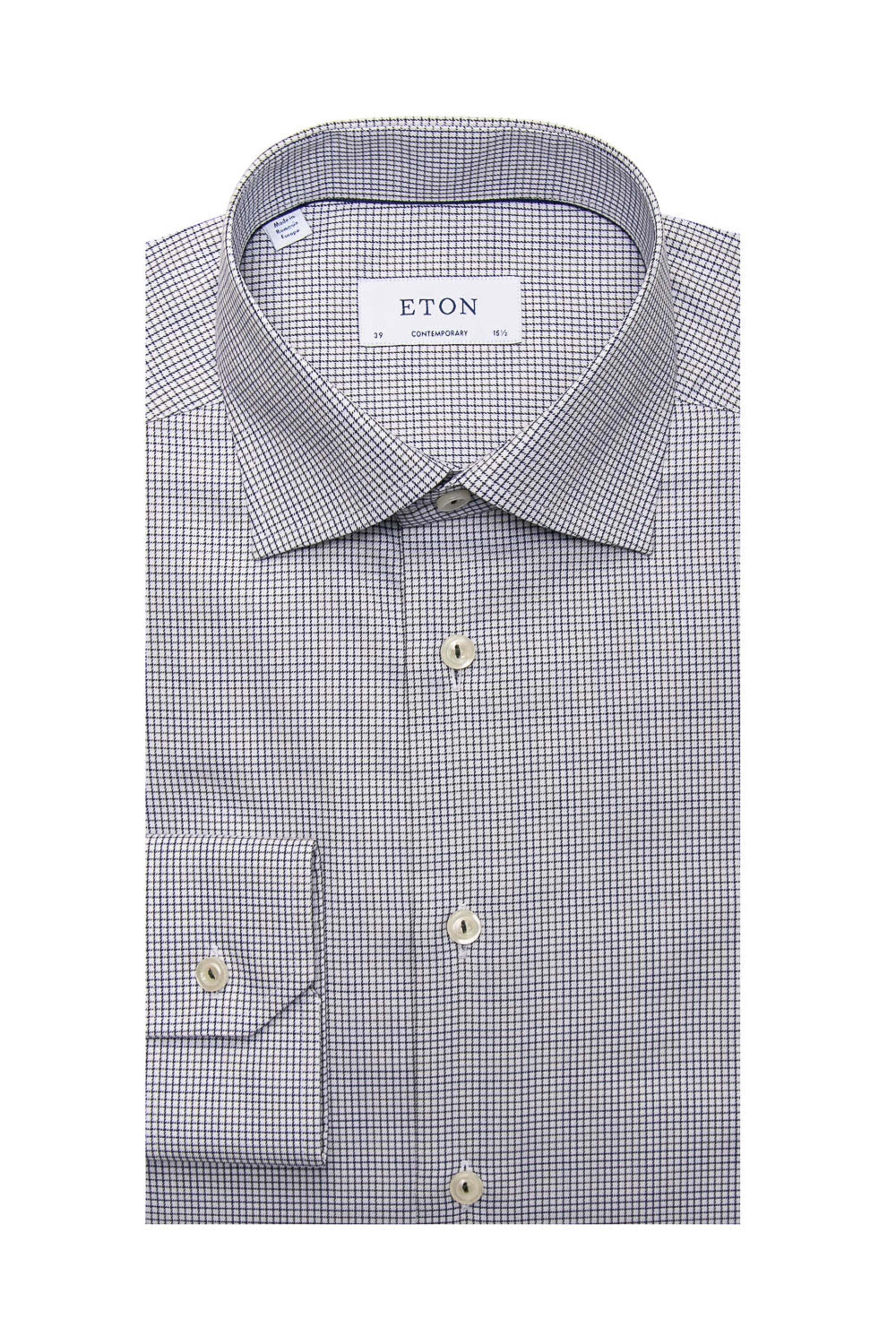 Eton - Blue and Grey Grid Check Dress Shirt