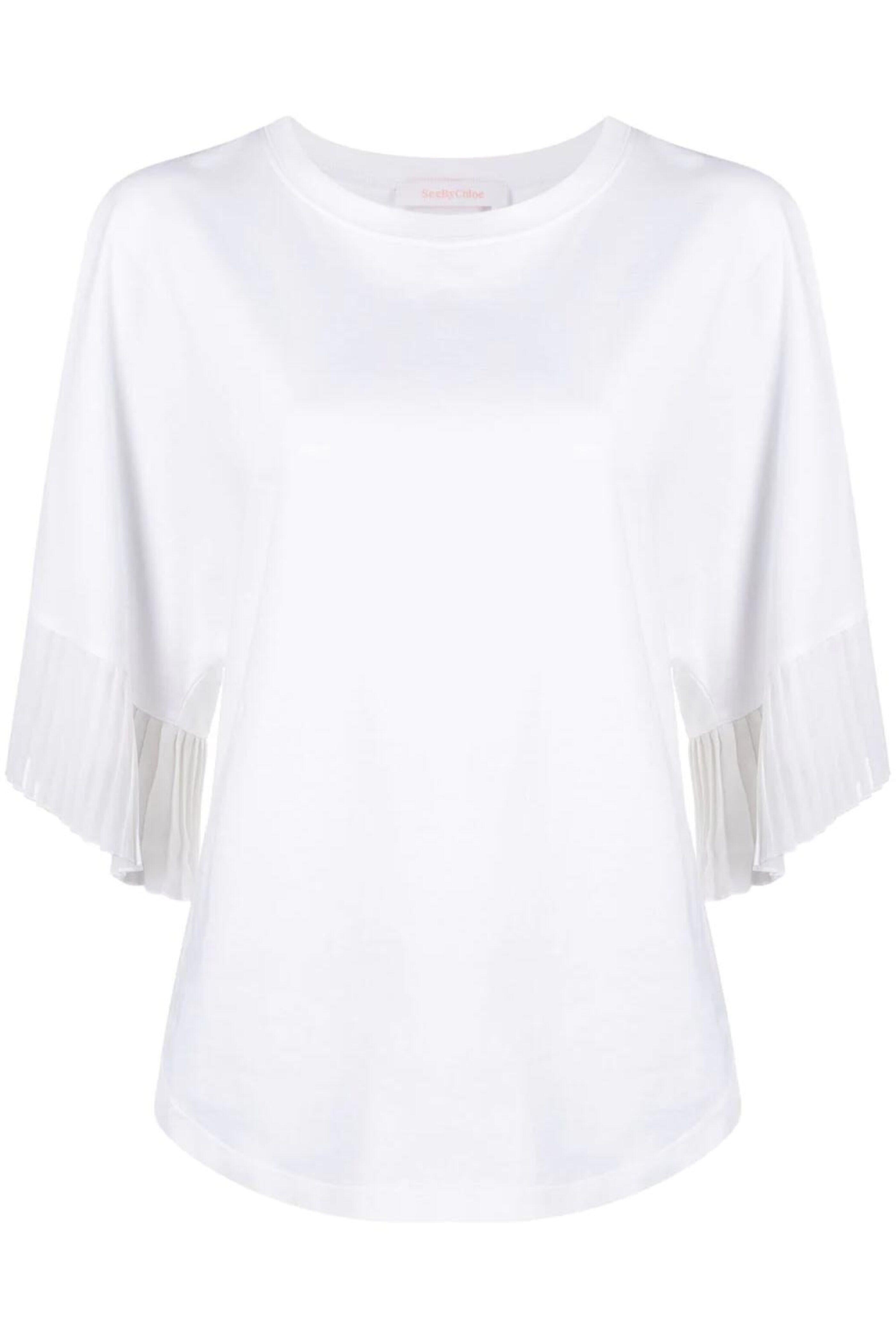 See by Chloé - White Pleated Sleeve Tee