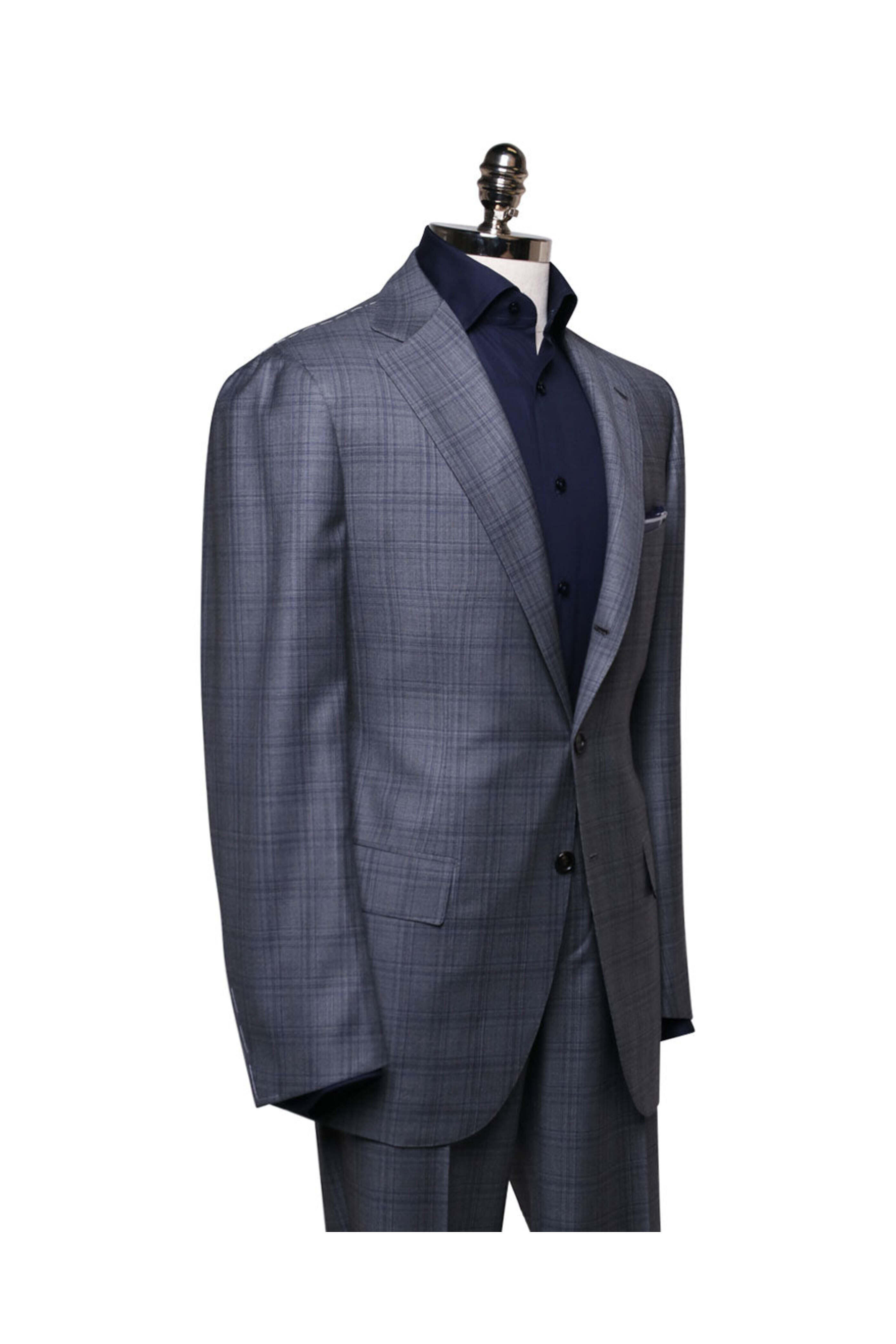 Cesare Attolini - Navy and Gray Plaid Suit | Mitchell Stores