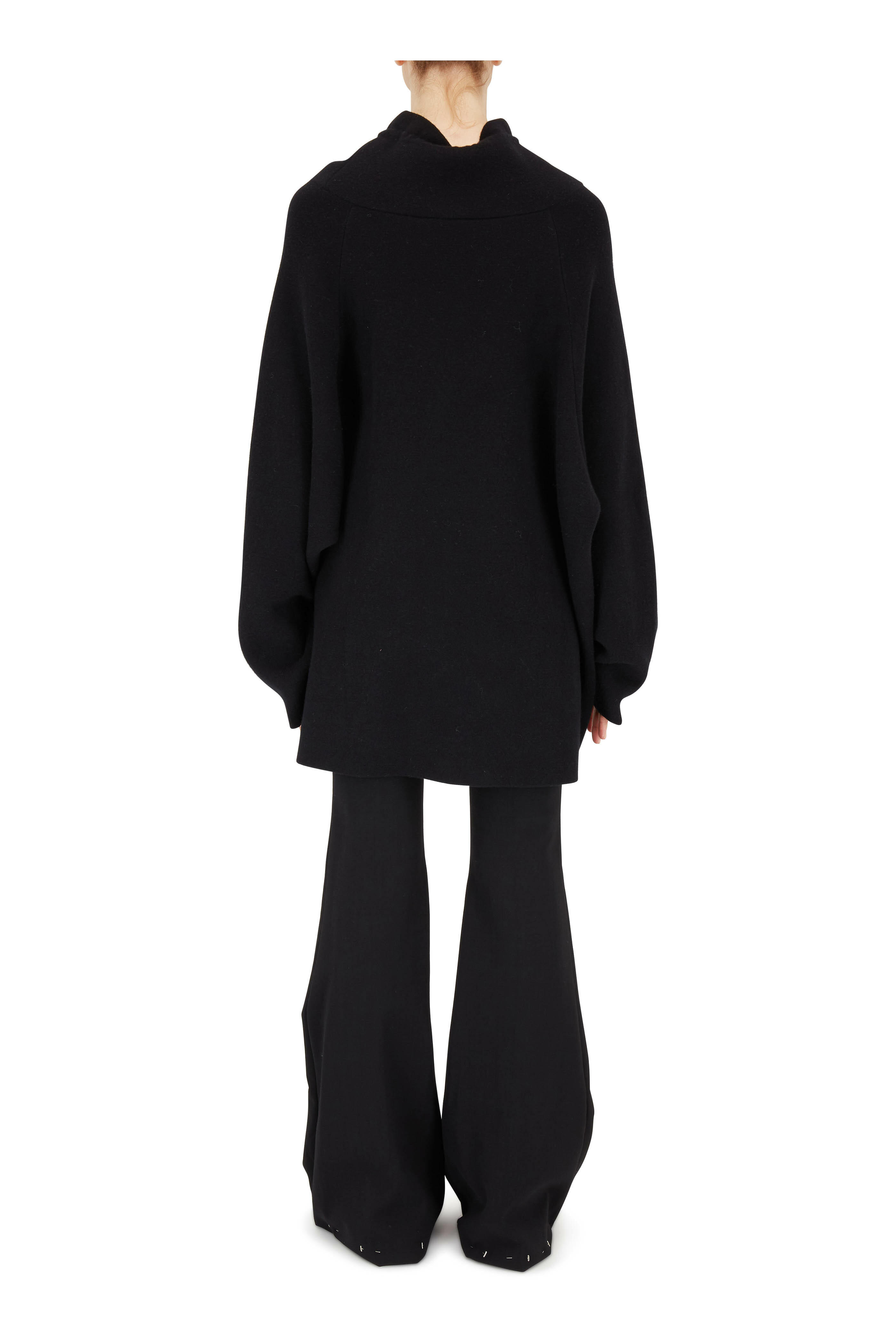 The Row - Lanae Black Stretch Wool High-Rise Flare Pant