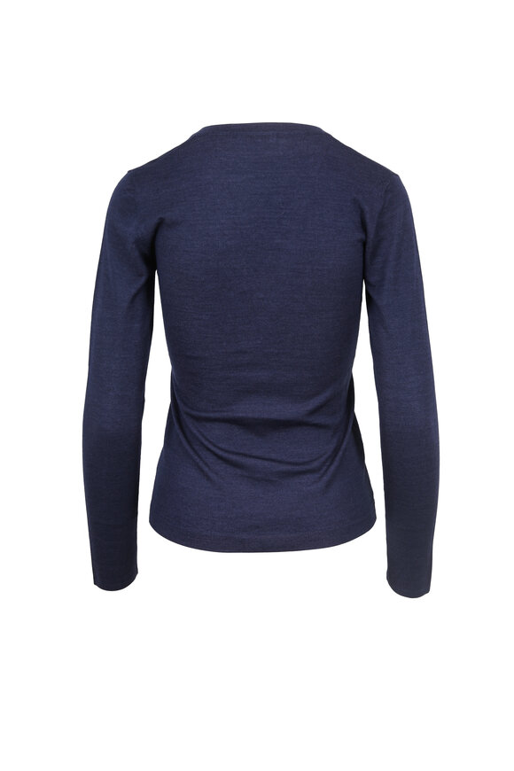 Brunello Cucinelli - Deep Blue Cashmere & Silk V-Neck Sweater