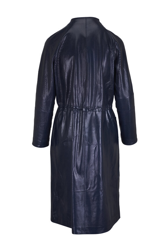 KZ_K Studio Opticon Navy Blue Perforated Leather Coat - view 2