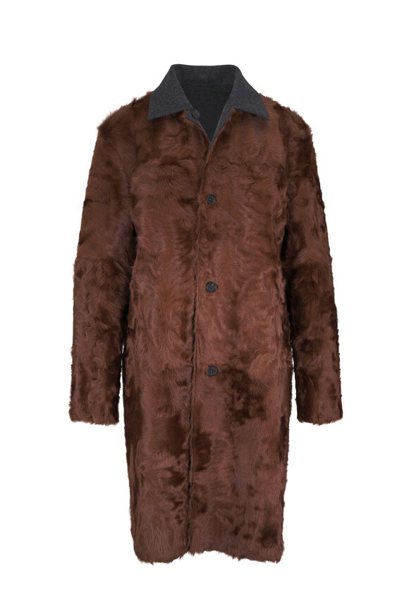 Miu Miu Anthracite & Brown Reversible Wool Coat - view 5