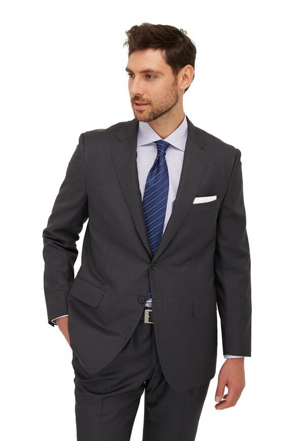 Isaia - Aquaspider Charcoal Gray Performance Wool Suit