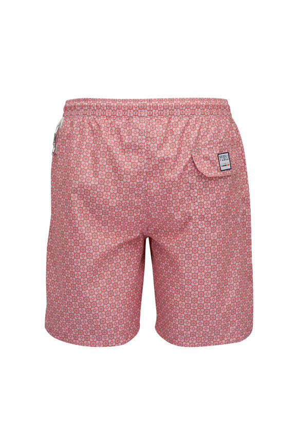 Fedeli - Pink Floral Print Swim Trunks 