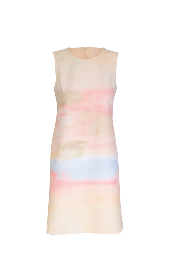 Lafayette 148 New York Horizon Print Sleeveless Shift Dress