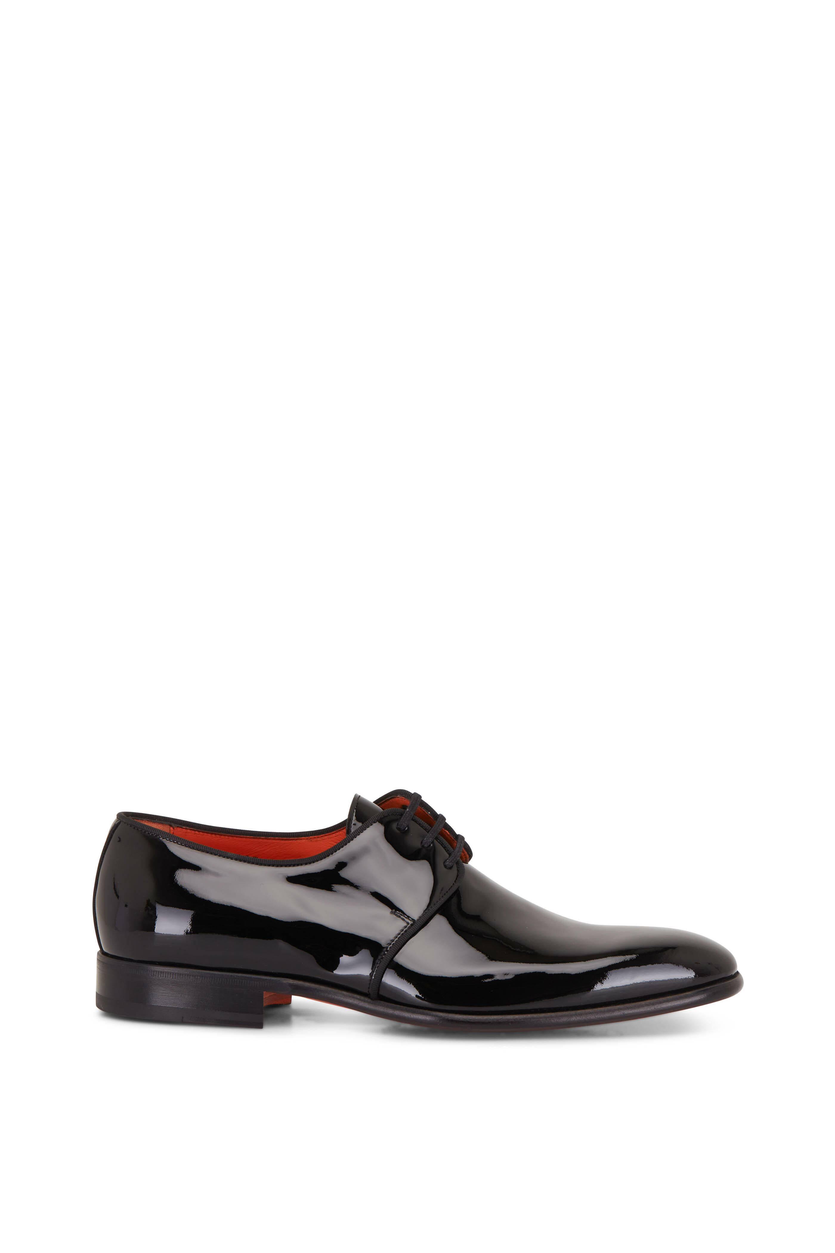 Santoni - Isogram Black Patent Leather Dress Shoes