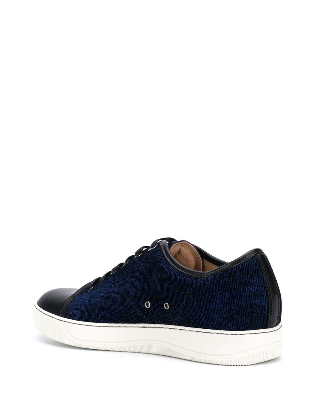 Lanvin - Royal Blue Flocked Leather Cap-Toe Sneaker