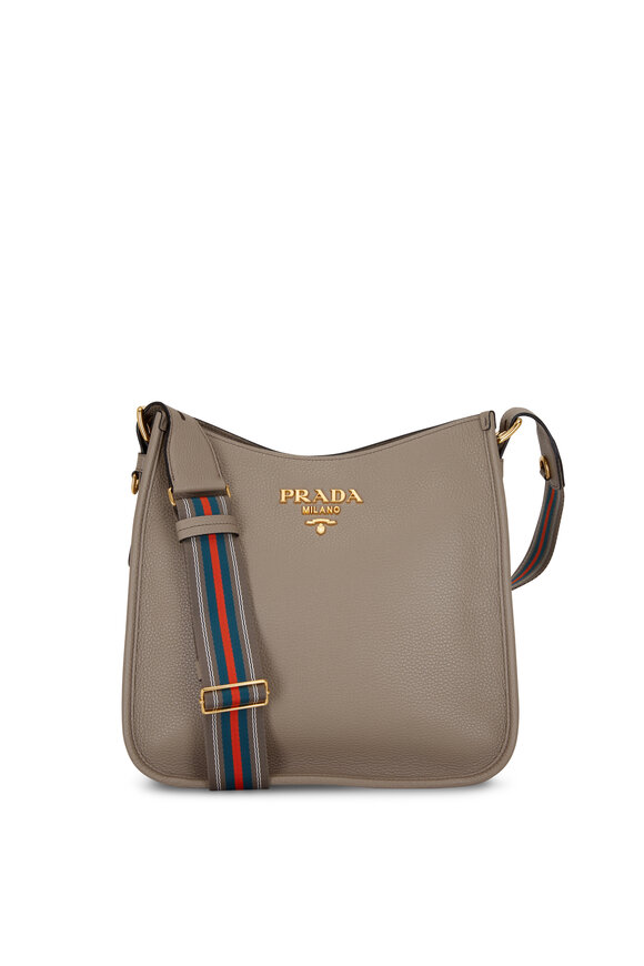 Prada - Gray Saffiano Leather Guitar Strap Shoulder Bag