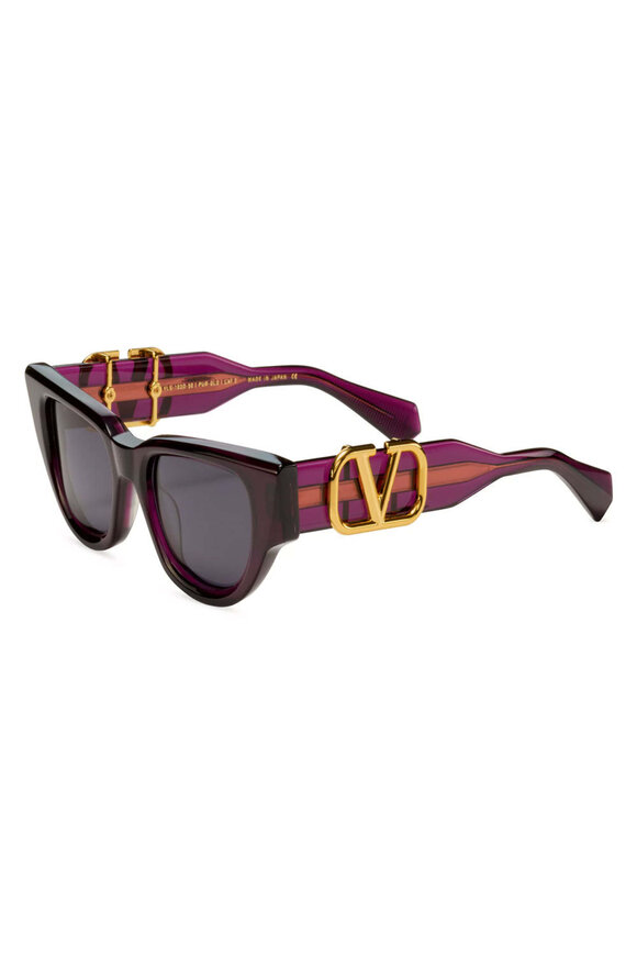 VALENTINO キャットアイサンクラス VLS126B540 0 Valentino Garavani - V-Goldcut Cat Eye Sunglasses in Black