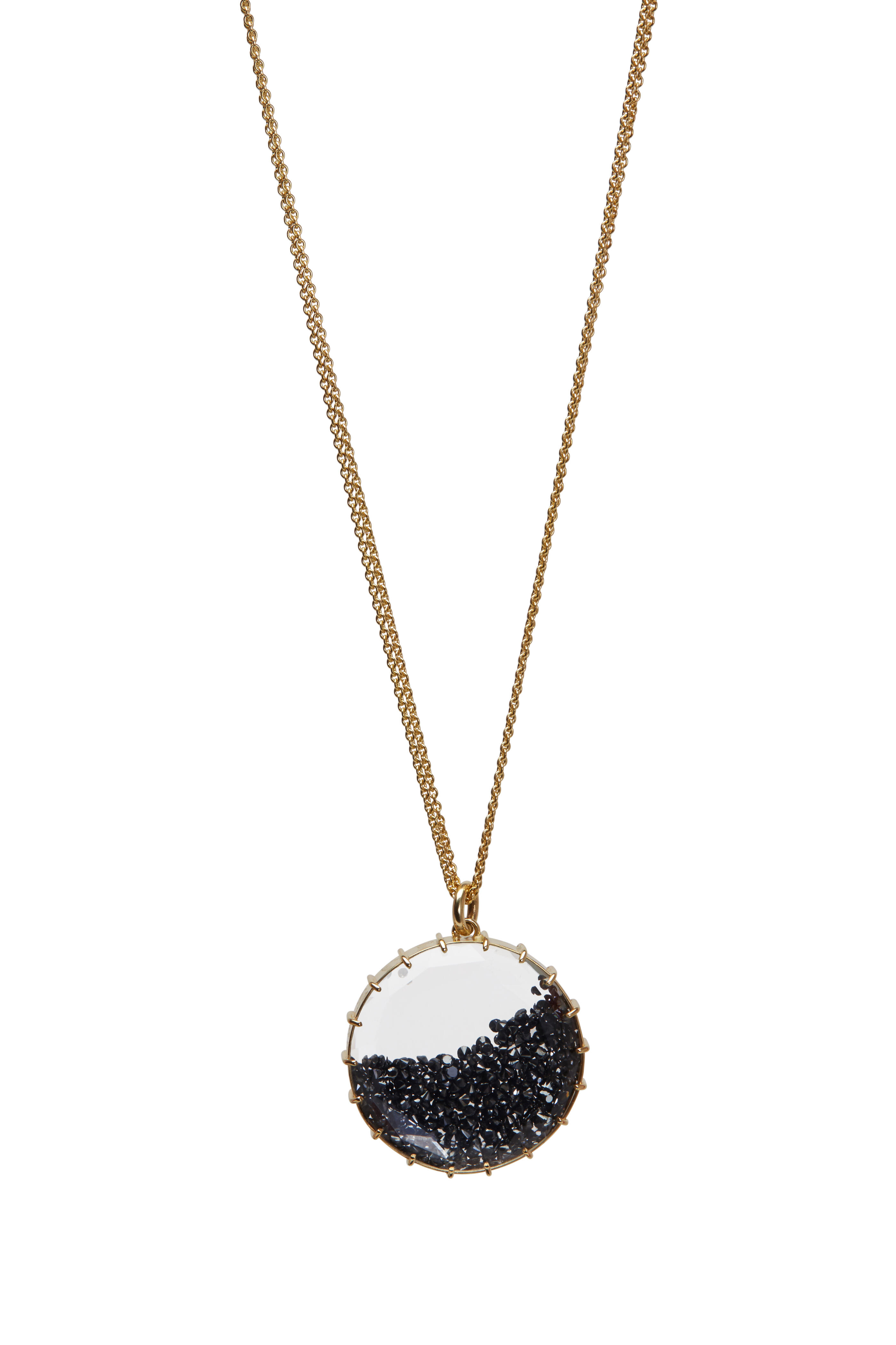 Yellow Gold Black Diamond Shake Necklace