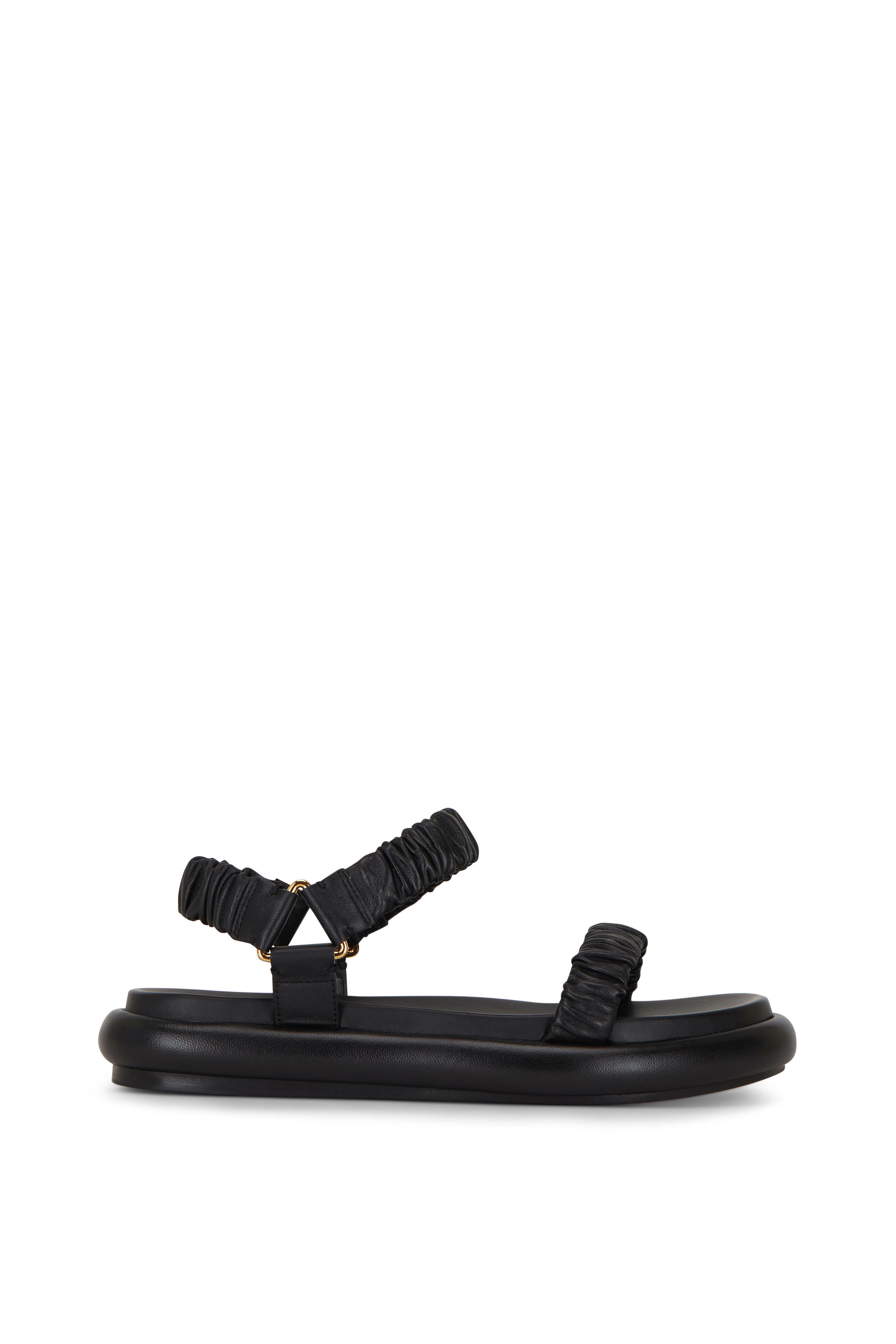 Khaite - Puglia Black Leather Flat Sandal | Mitchell Stores