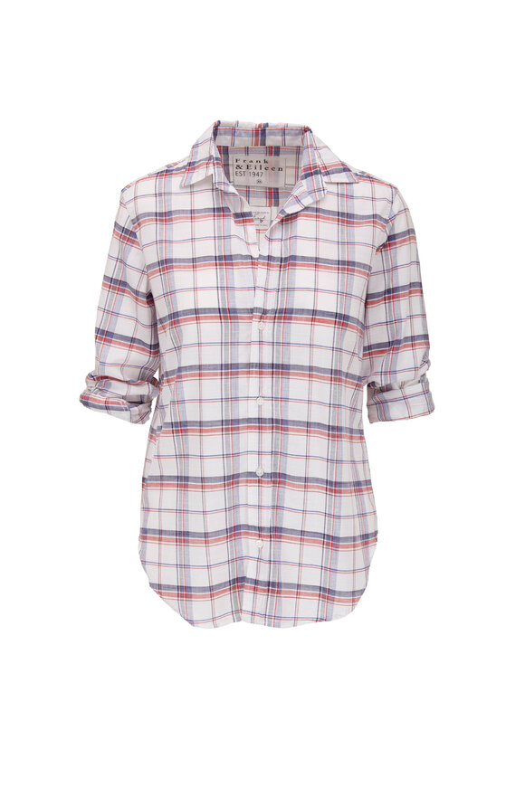 Frank & Eileen - Frank Red, Navy & White Plaid Button Down