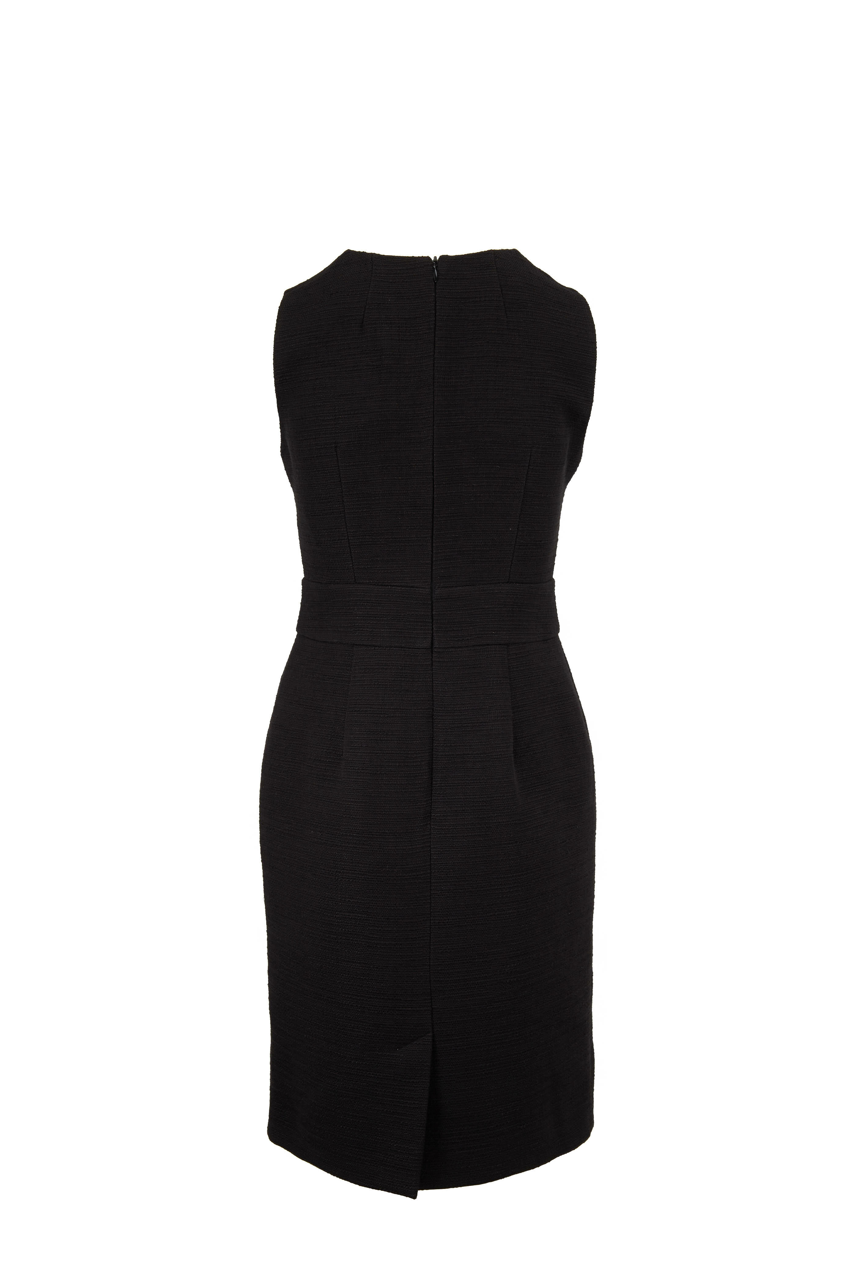 Paule Ka - Black Textured Cotton Sleeveless Dress