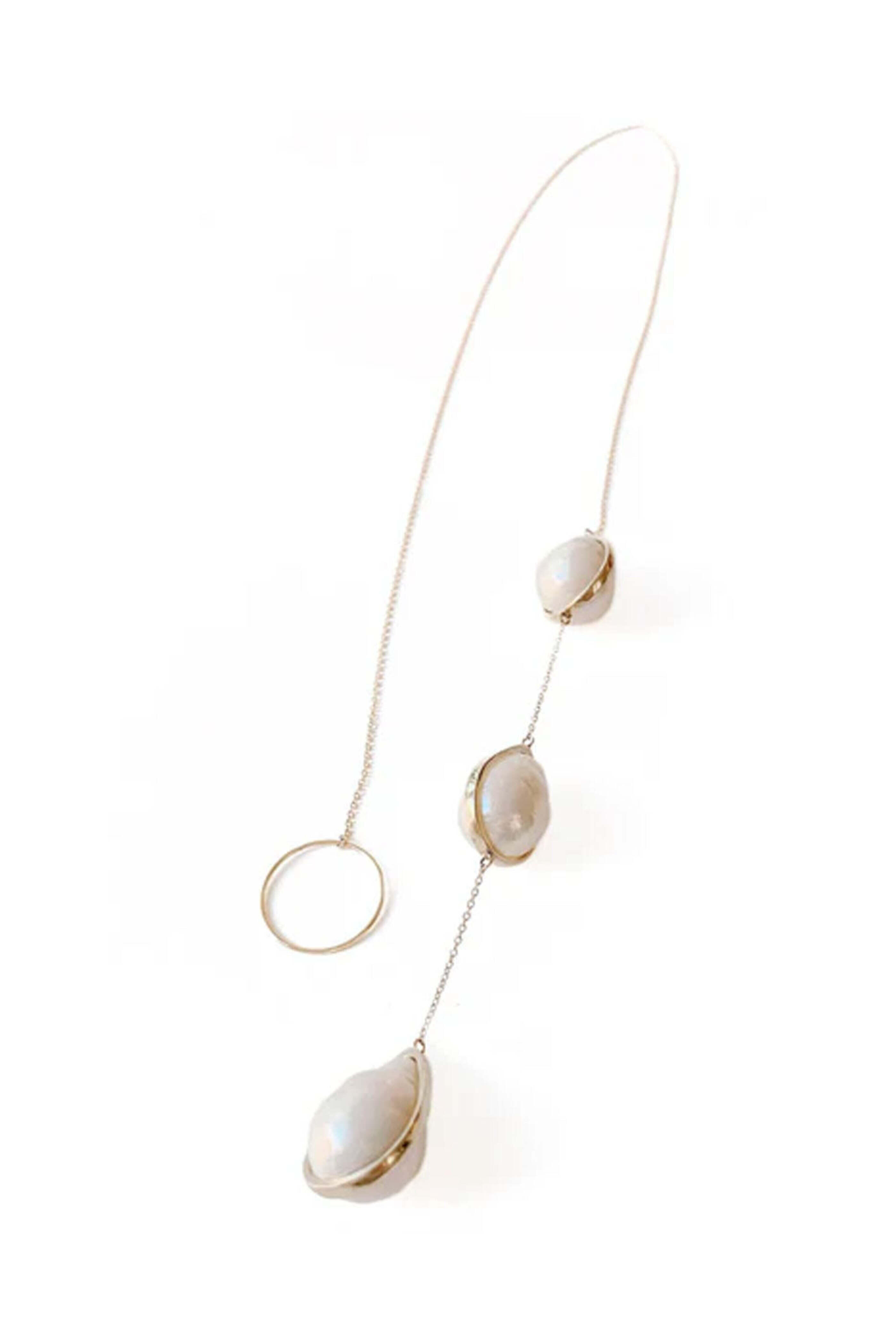 Leslie Paige - Three Pearl Droplet Lariat Necklace