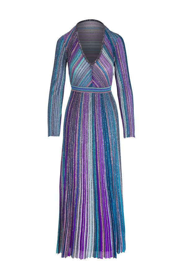 Missoni - Multicolor Lamé Pleated Sequin Maxi Dress