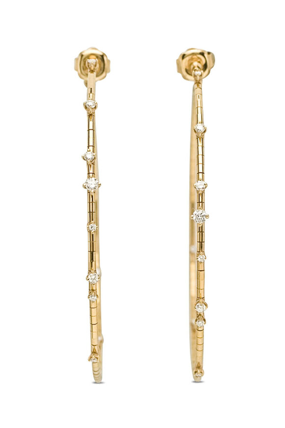 Mattia Cielo Yellow Gold Diamond Rosata Large Hoop Earrings - view 2