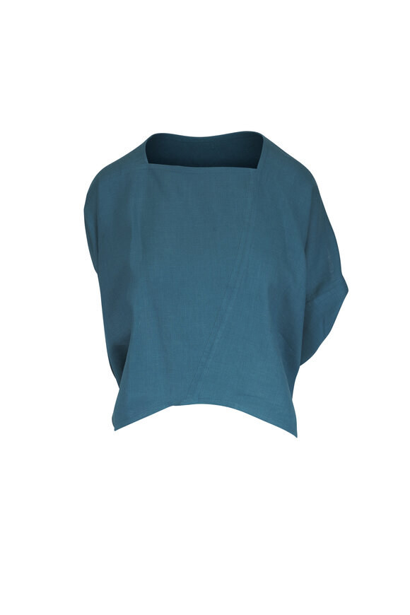 Loro Piana Gaia Turquoise Solaire Asymmetrical Blouse - view 1