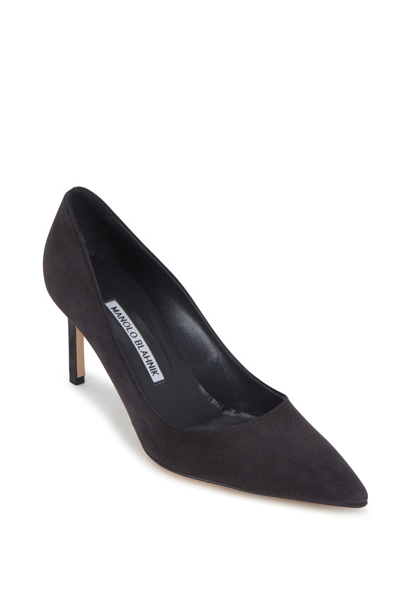 Manolo Blahnik - Lisa Dark Gray Suede Pump, 70mm