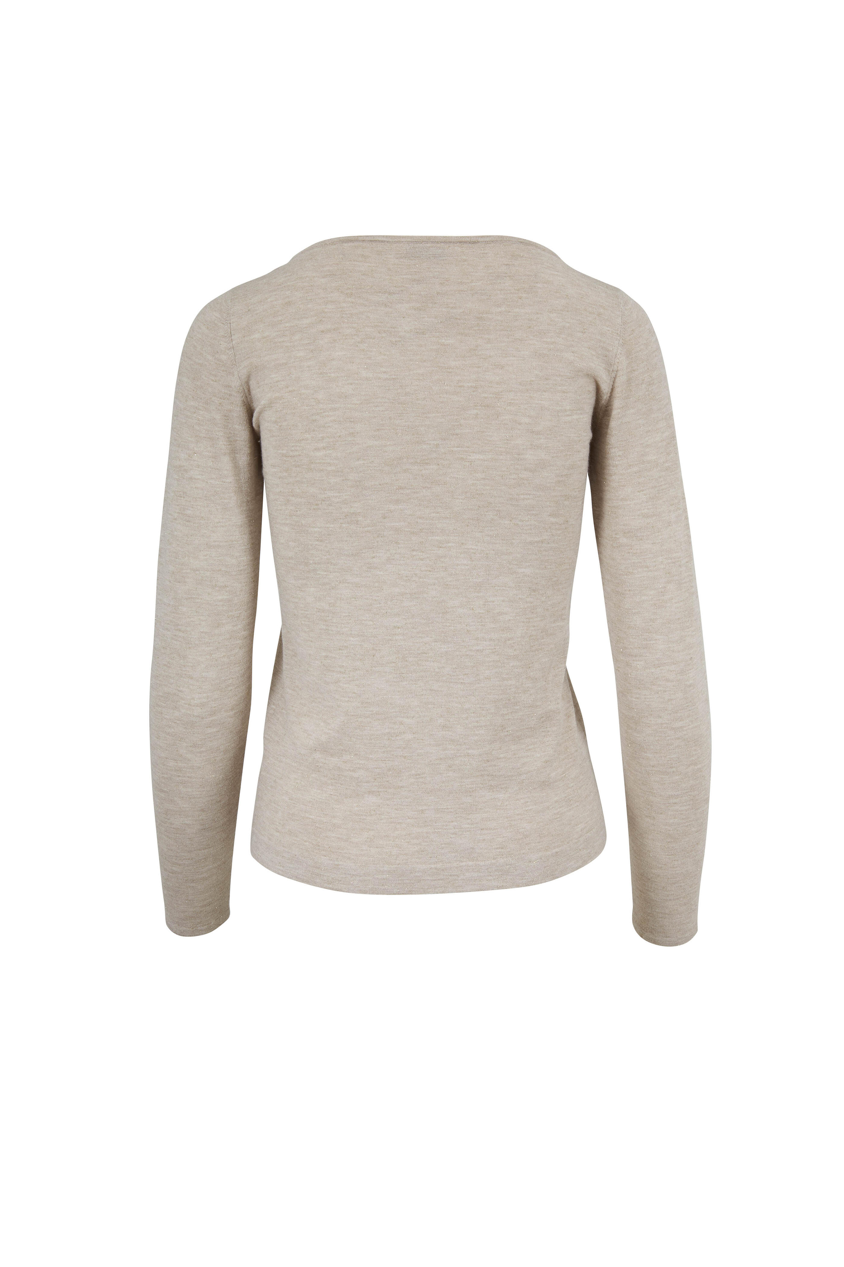 Brunello Cucinelli - Sand Cashmere & Lurex Boatneck Long