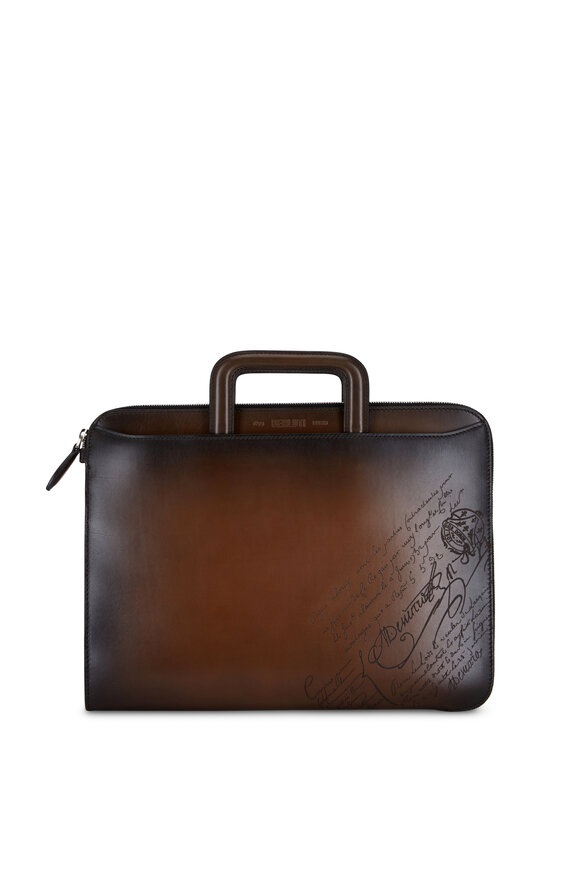 Berluti Lift Scritto Calf Leather Briefcase