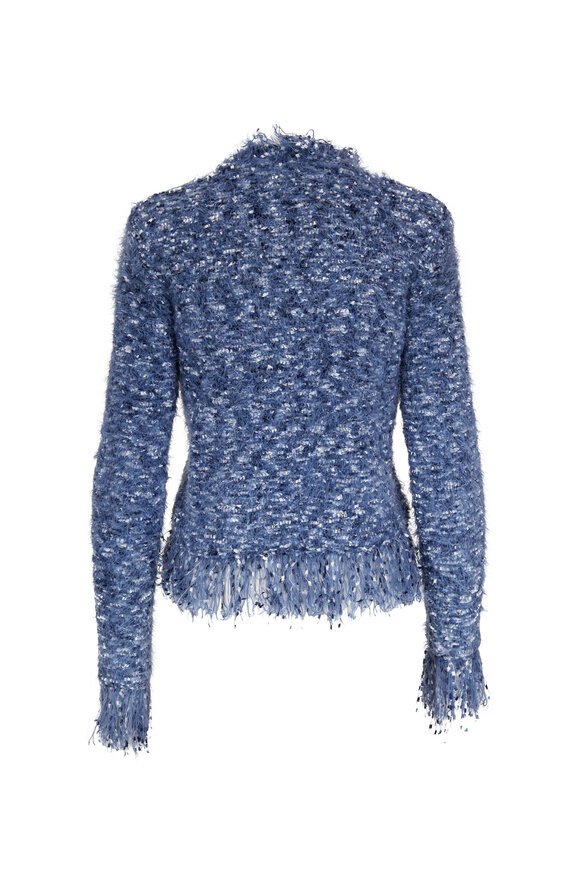 L'Agence - Azure Multicolor Blue Fringe Cardigan Blazer