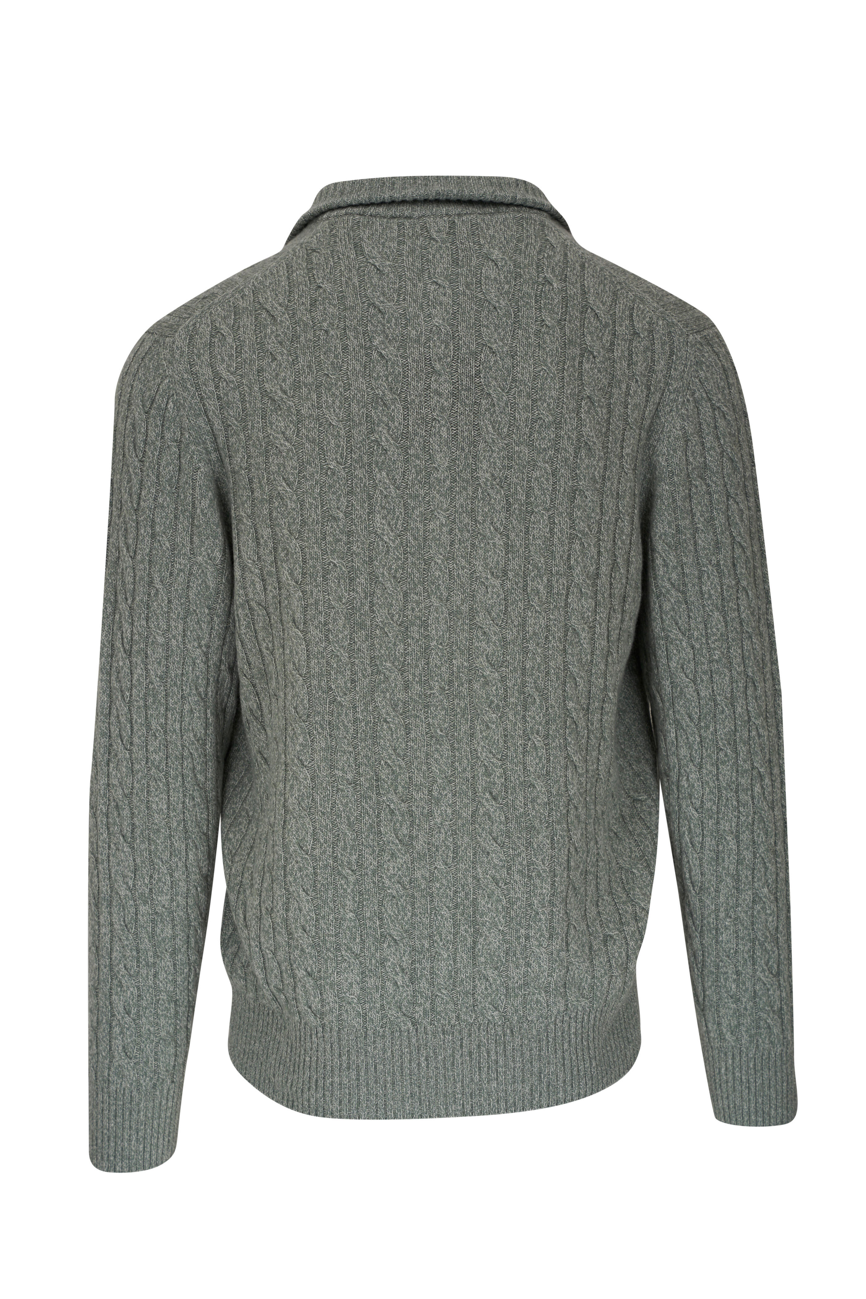 Loro Piana - Treccia Sage Cashmere Quarter Zip Pullover