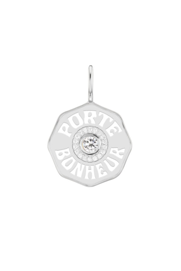Marlo Laz 14k White Gold Diamond Mini Porte Bonheur Charm