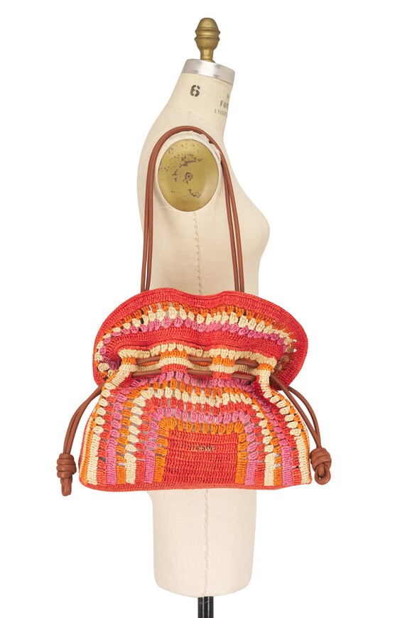 Loewe Medium Flamenco Orange & Pink Crochet Clutch - view 5