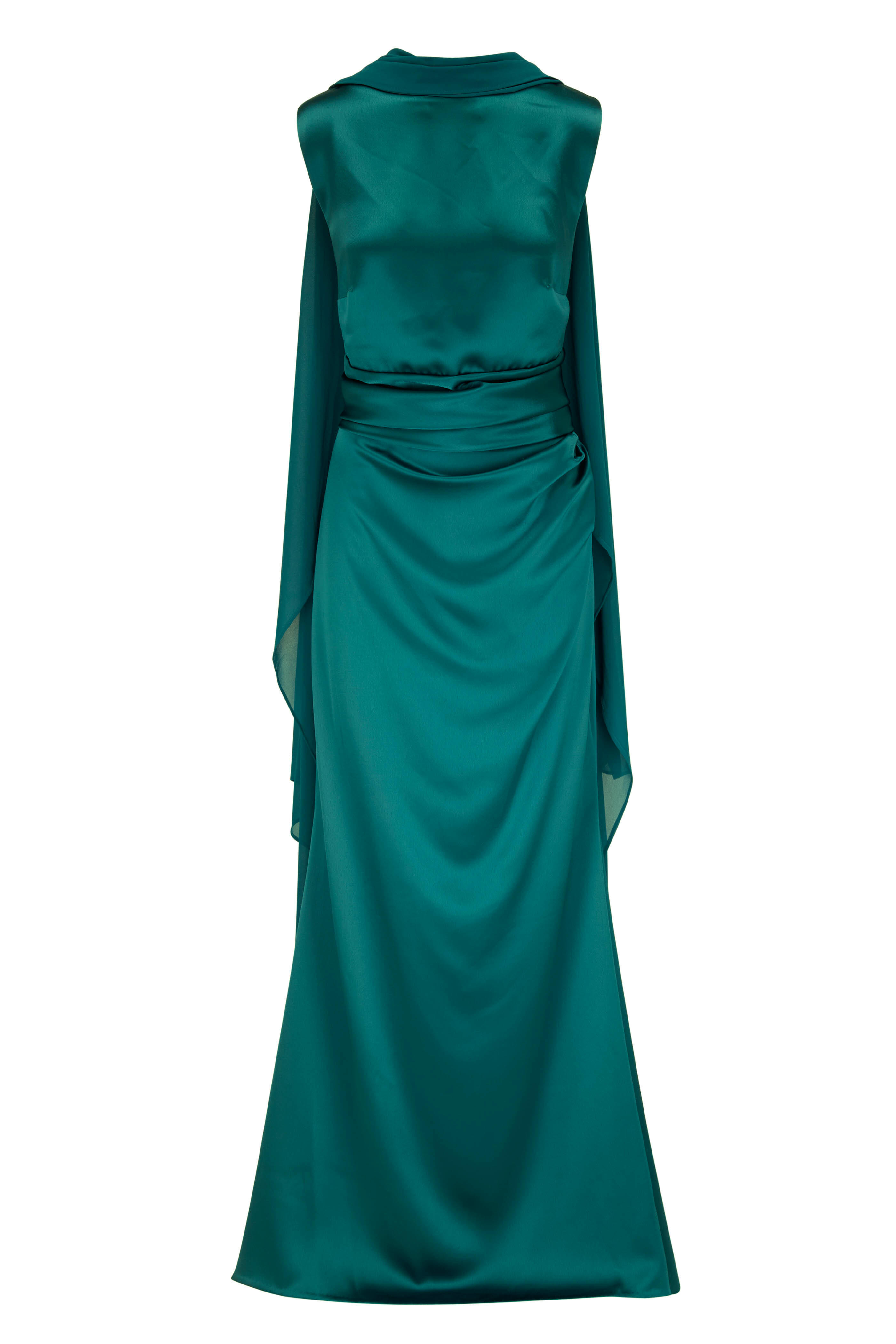 talbot runhof silk dresses Talbot Runhof Scarf Halter Satin Trumpet Gown