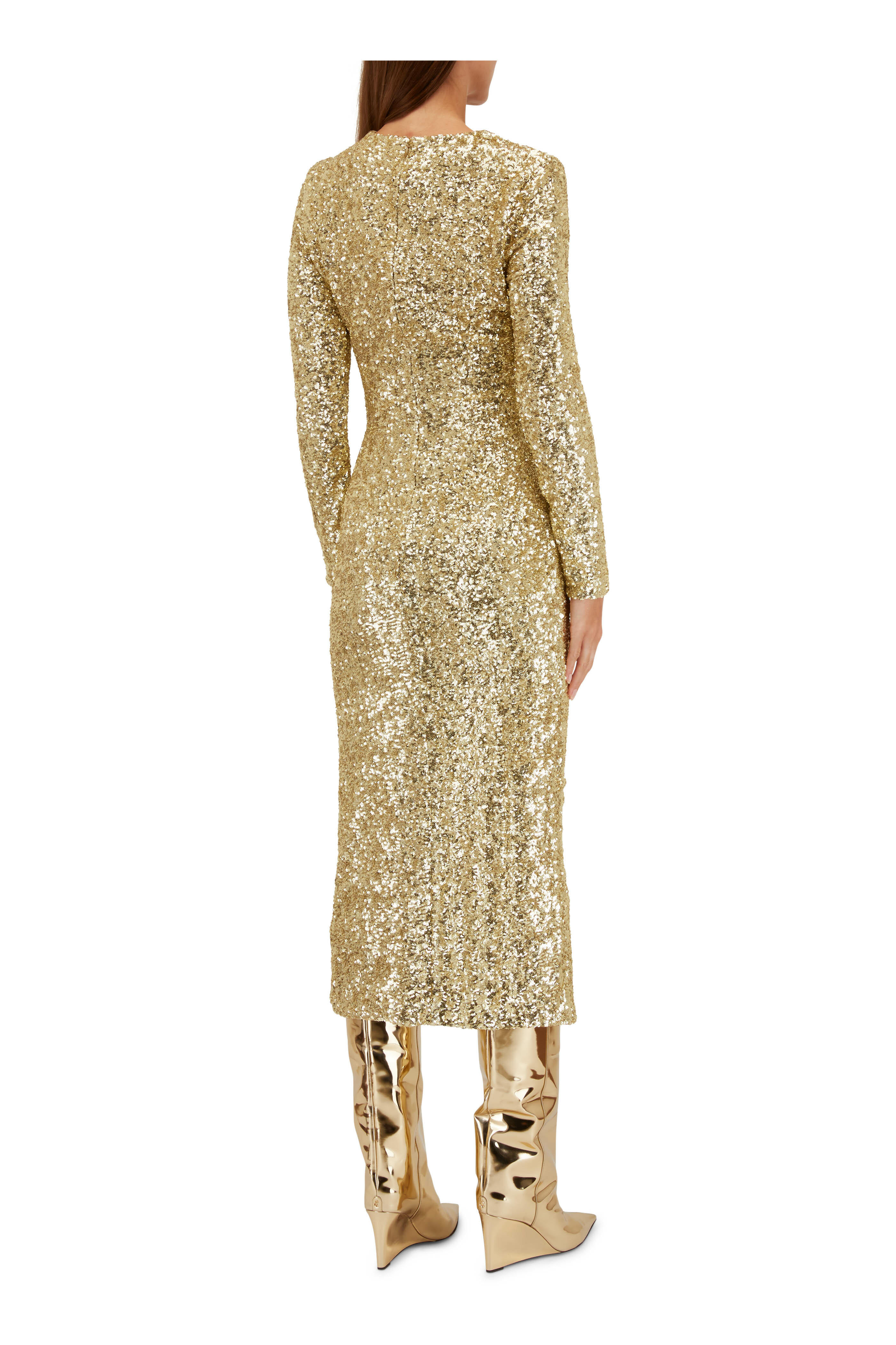 Michael Kors Collection - Gold Draped Sequin Dress