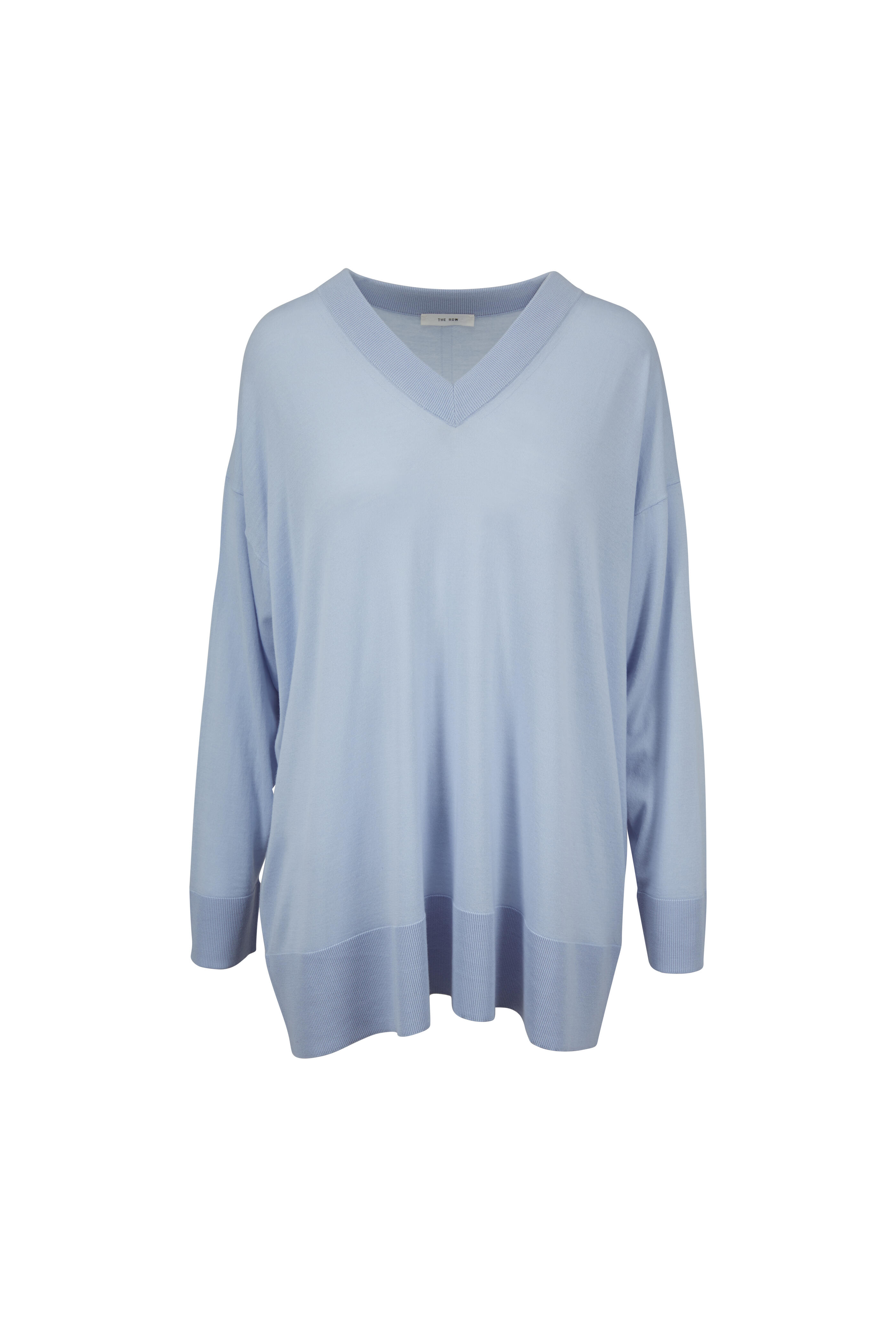 Sabrinah Ice Blue Oversized V Neck Sweater